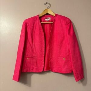 Vintage Talbots 100% Linen Barbie Blazer Pink Women Size 14P